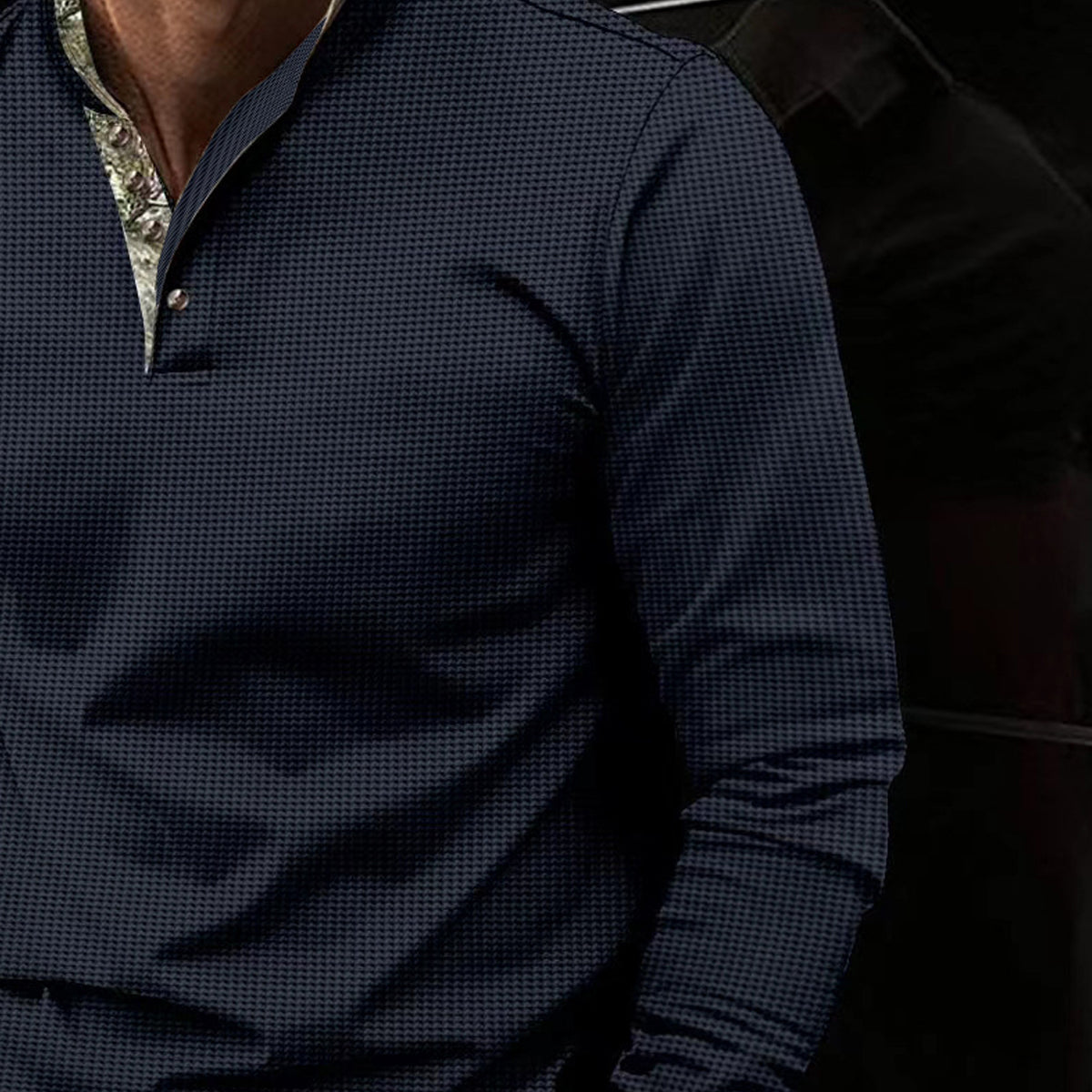 Men Self Design High Neck T-shirt
