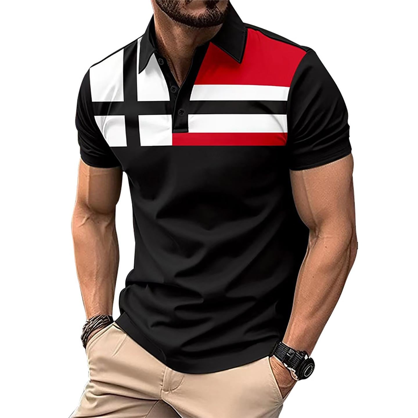 Men Colourblocked Polo Collar T-shirt