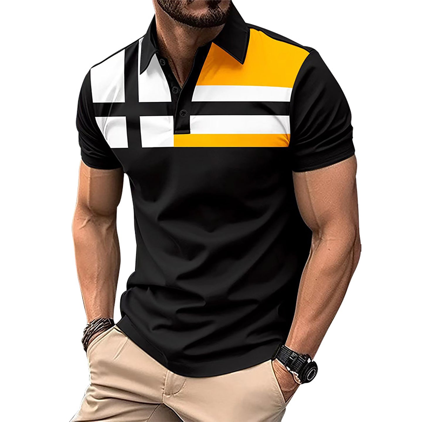 Men Colourblocked Polo T-shirt