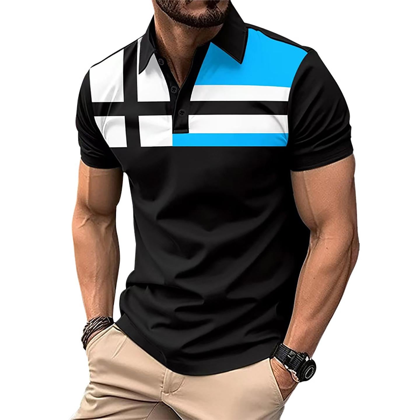 Men Colourblocked Polo Collar T-shirt