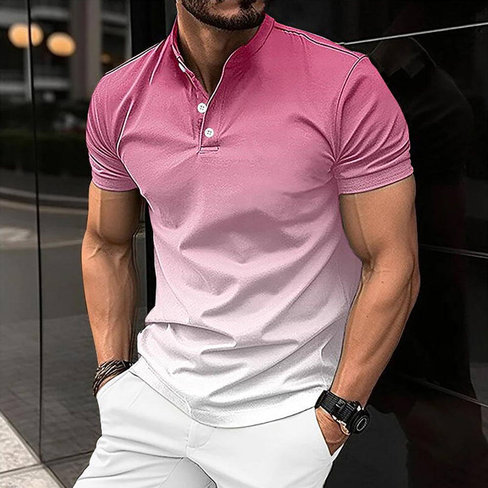 Men Tie And Dye High Neck Slim Fit T-shirt