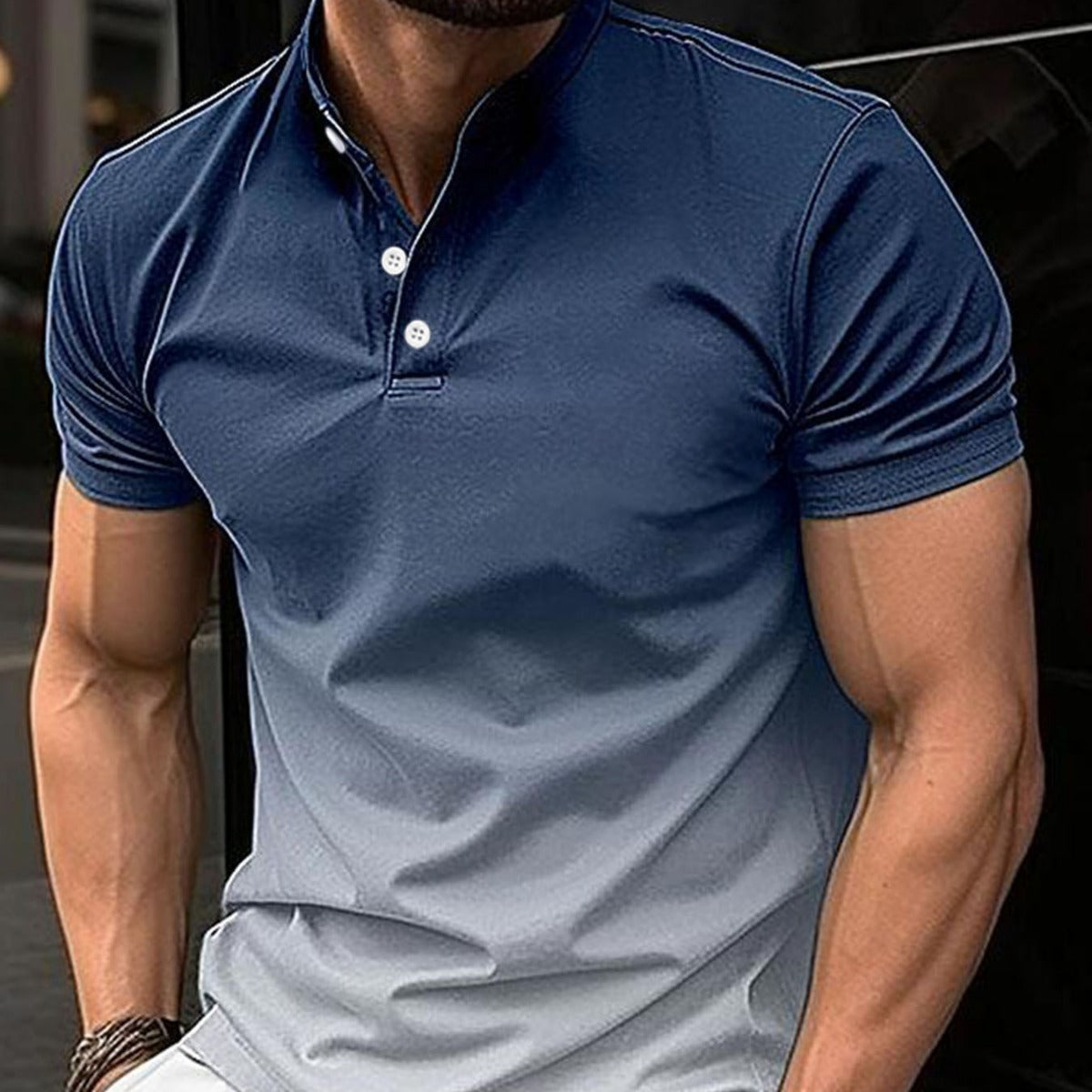 Men Tie Dye Henley Slim Fit T-shirt