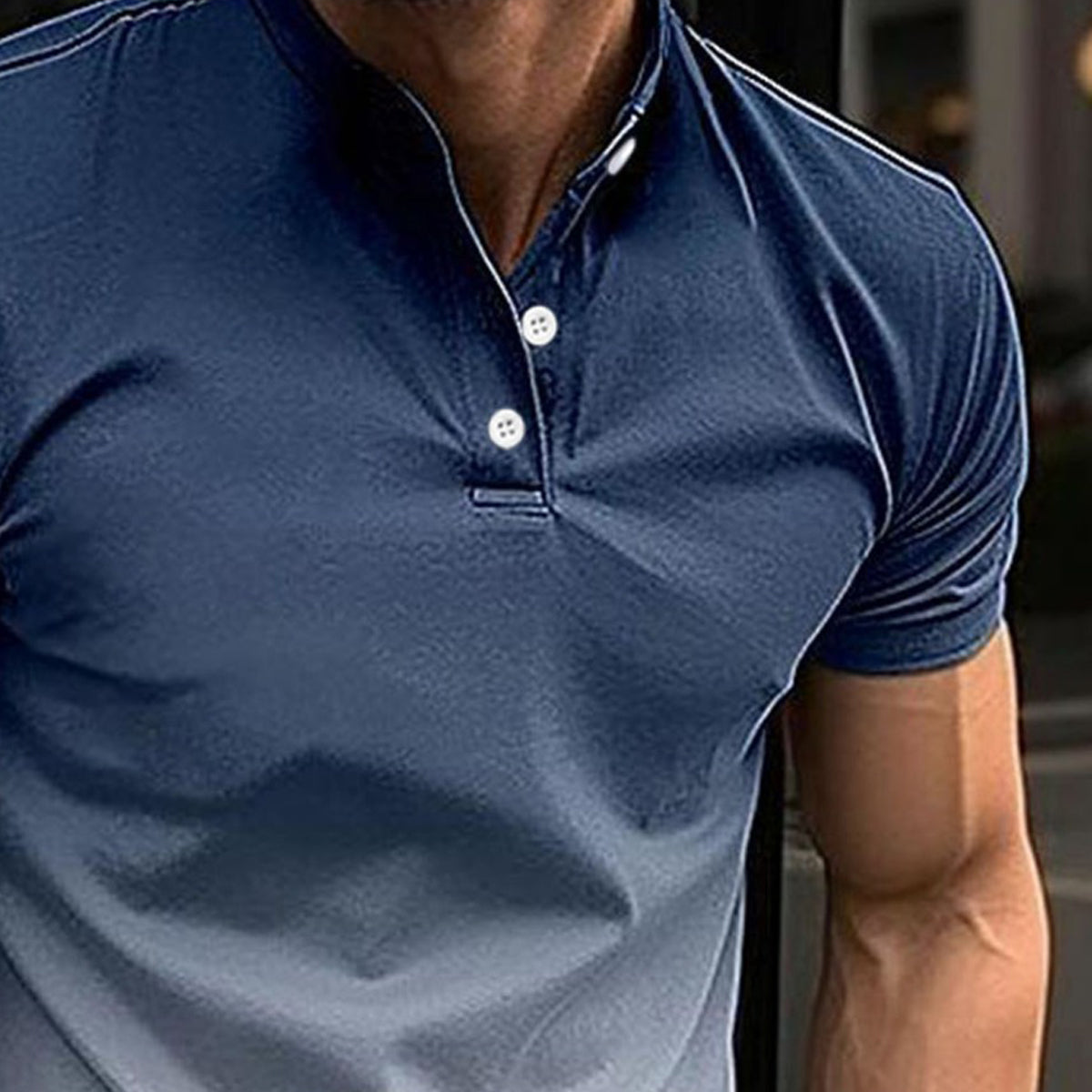 Men Tie Dye Henley Slim Fit T-shirt