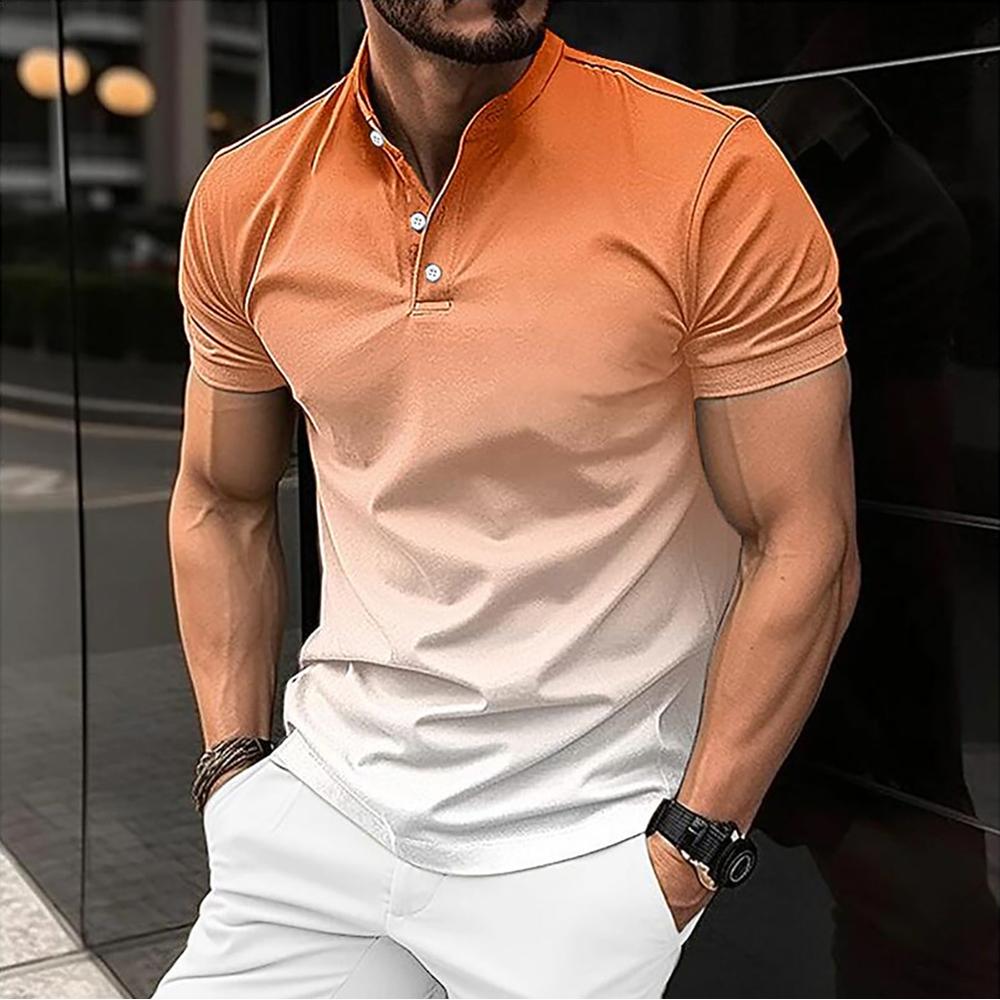 Men Tie Dye Henley Slim Fit T-shirt