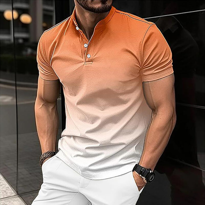 Men Tie Dye Henley Slim Fit T-shirt