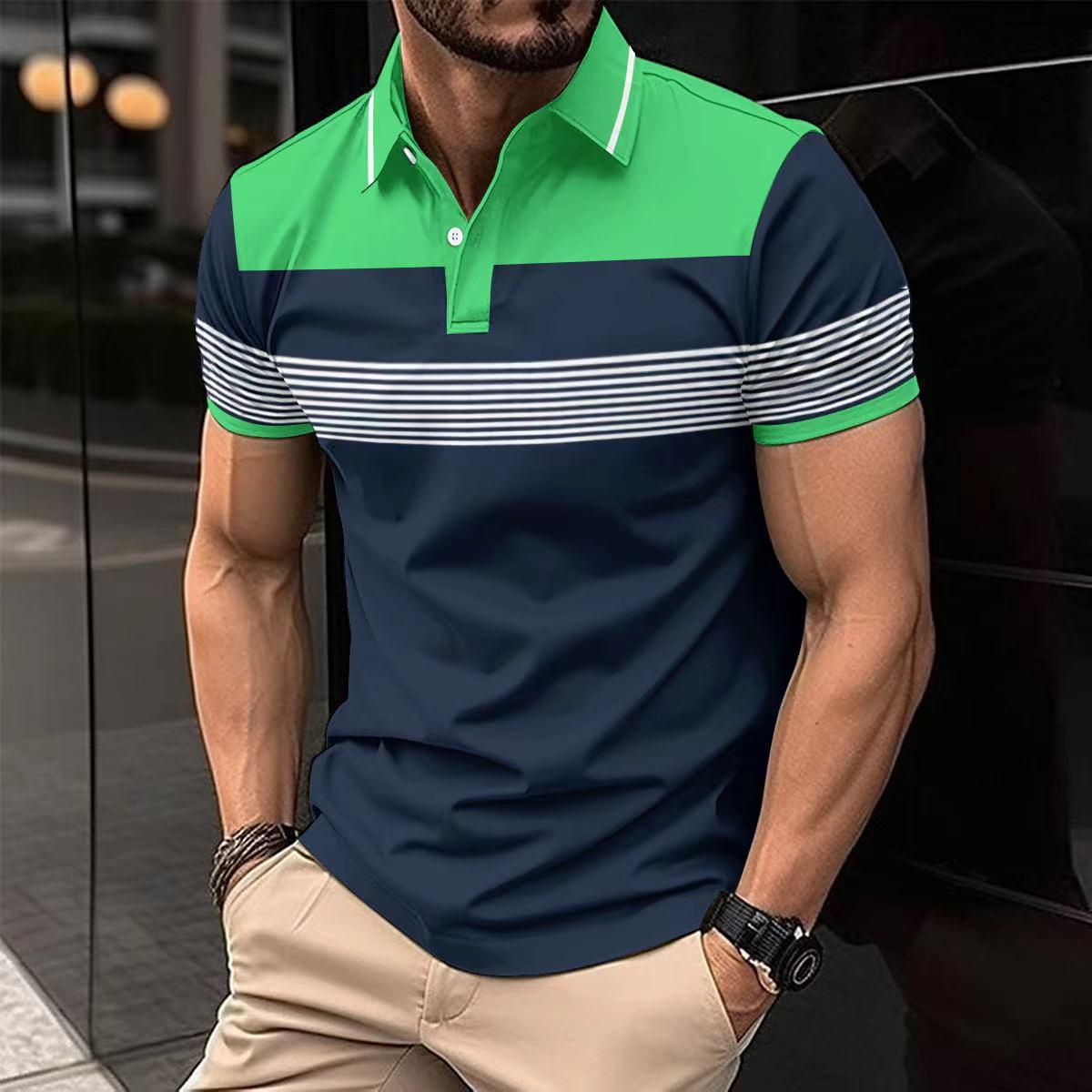 Men Striped Polo Collar Slim Fit T-shirt