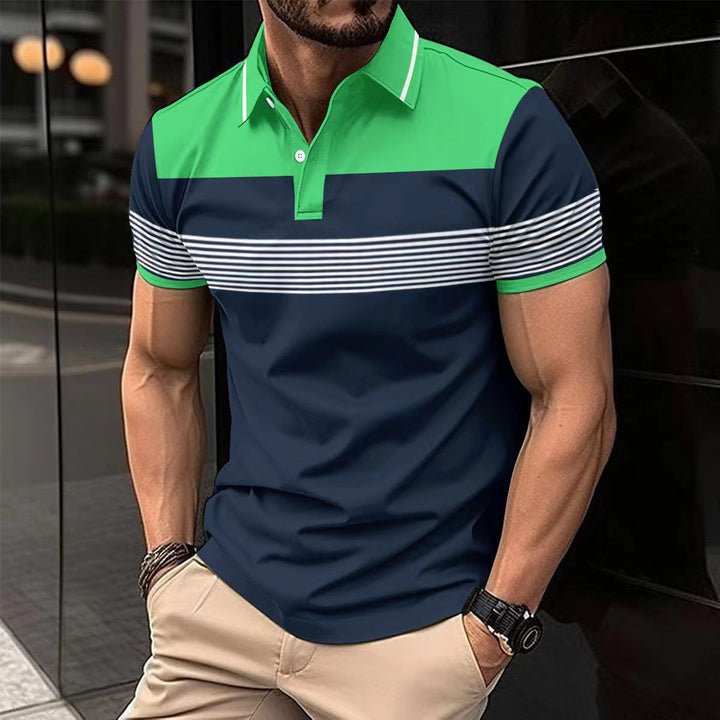 Men Striped Polo Collar Slim Fit T-shirt