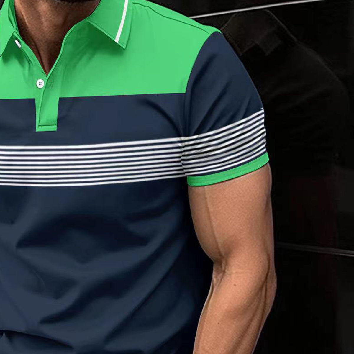 Men Striped Polo Collar Slim Fit T-shirt