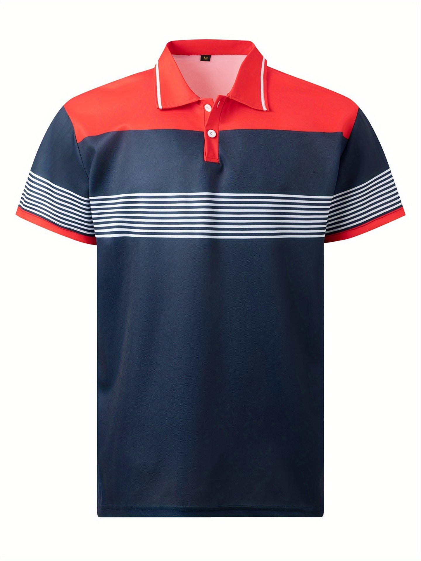 Men Striped Polo Collar T-shirt