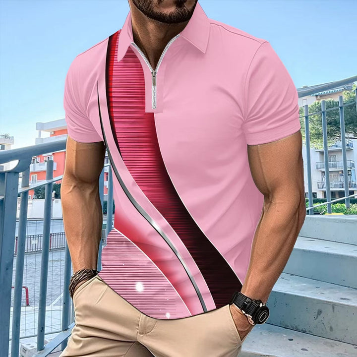 Men Abstract Polo Collar T-shirt