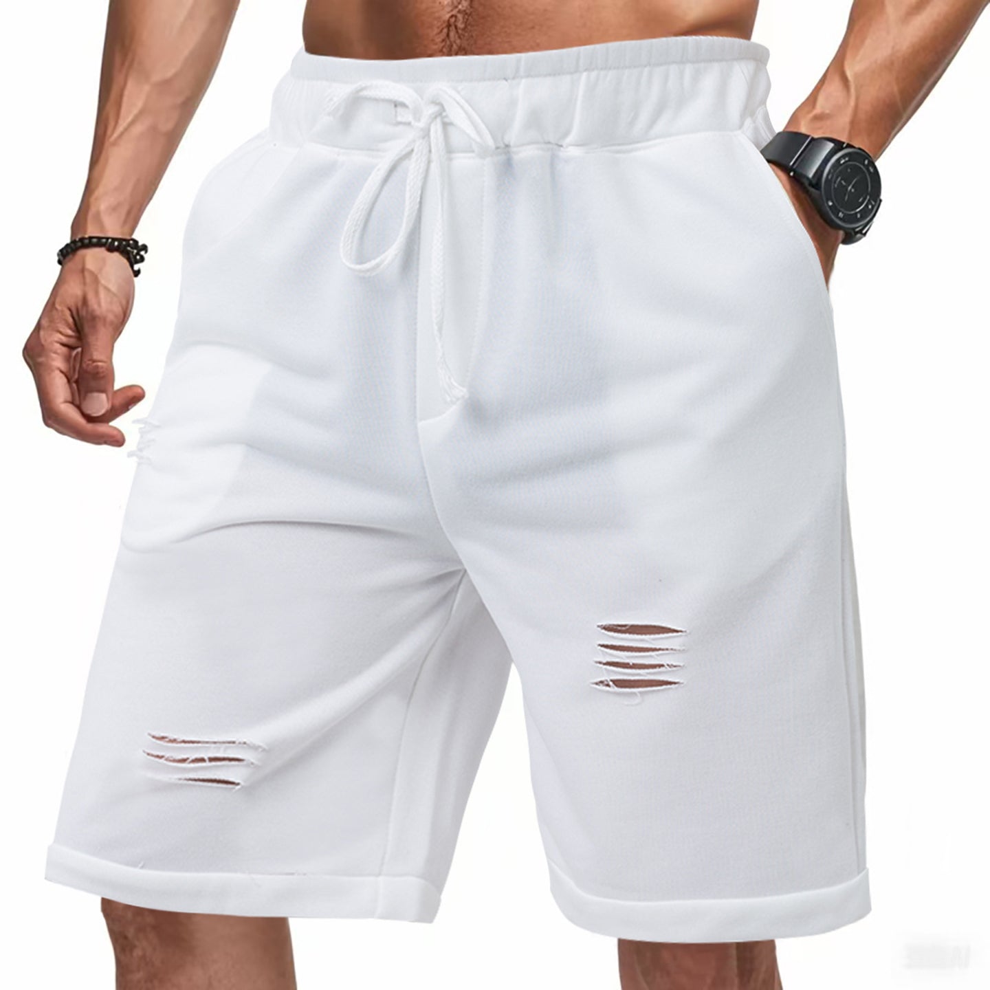 Men Mid-Rise Distressed Shorts