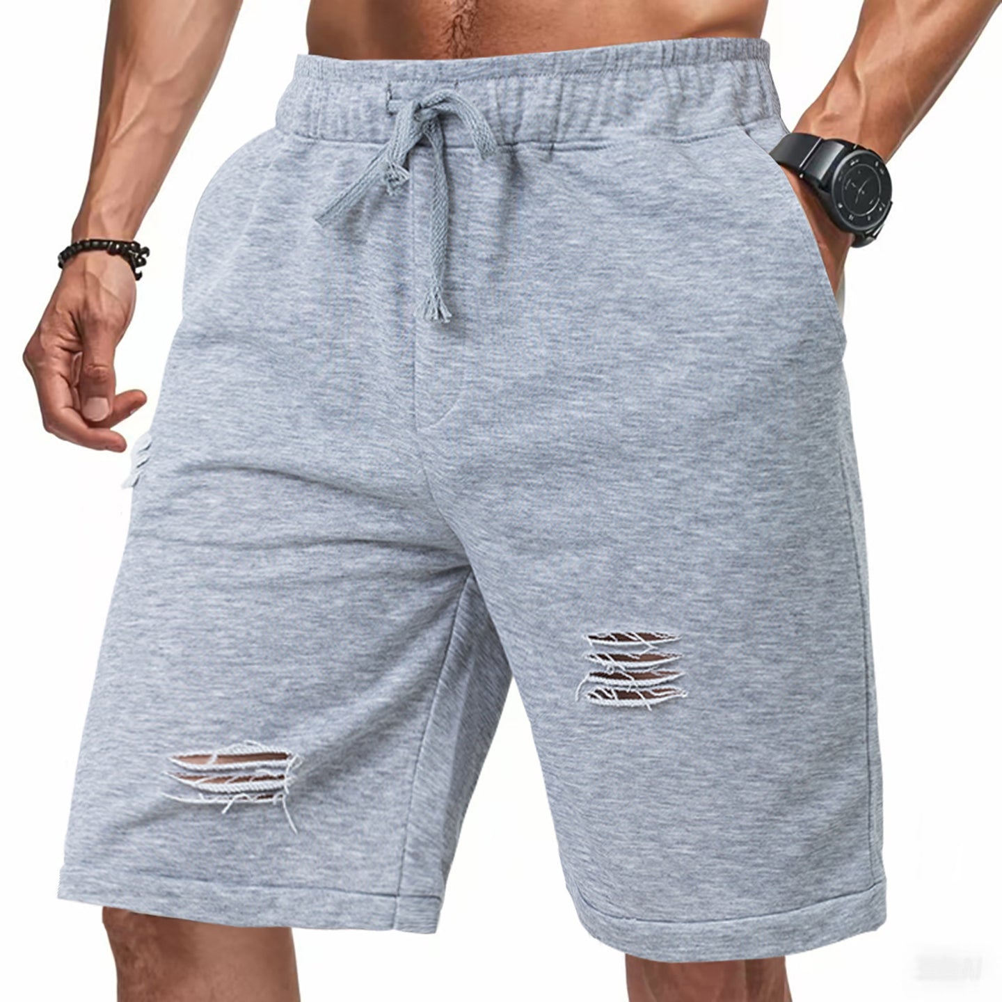 Men Distressed Regular Fit Mid-Rise Shorts