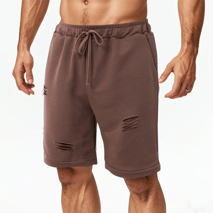 Men Regular Fit Mid-Rise Distressed Regular Shorts
