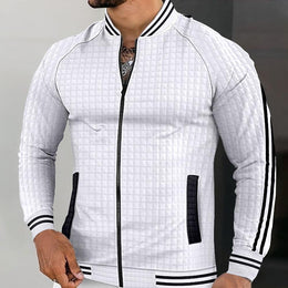 Men Stand Collar Striped Casual Rapid-Dry Bomber Jacket