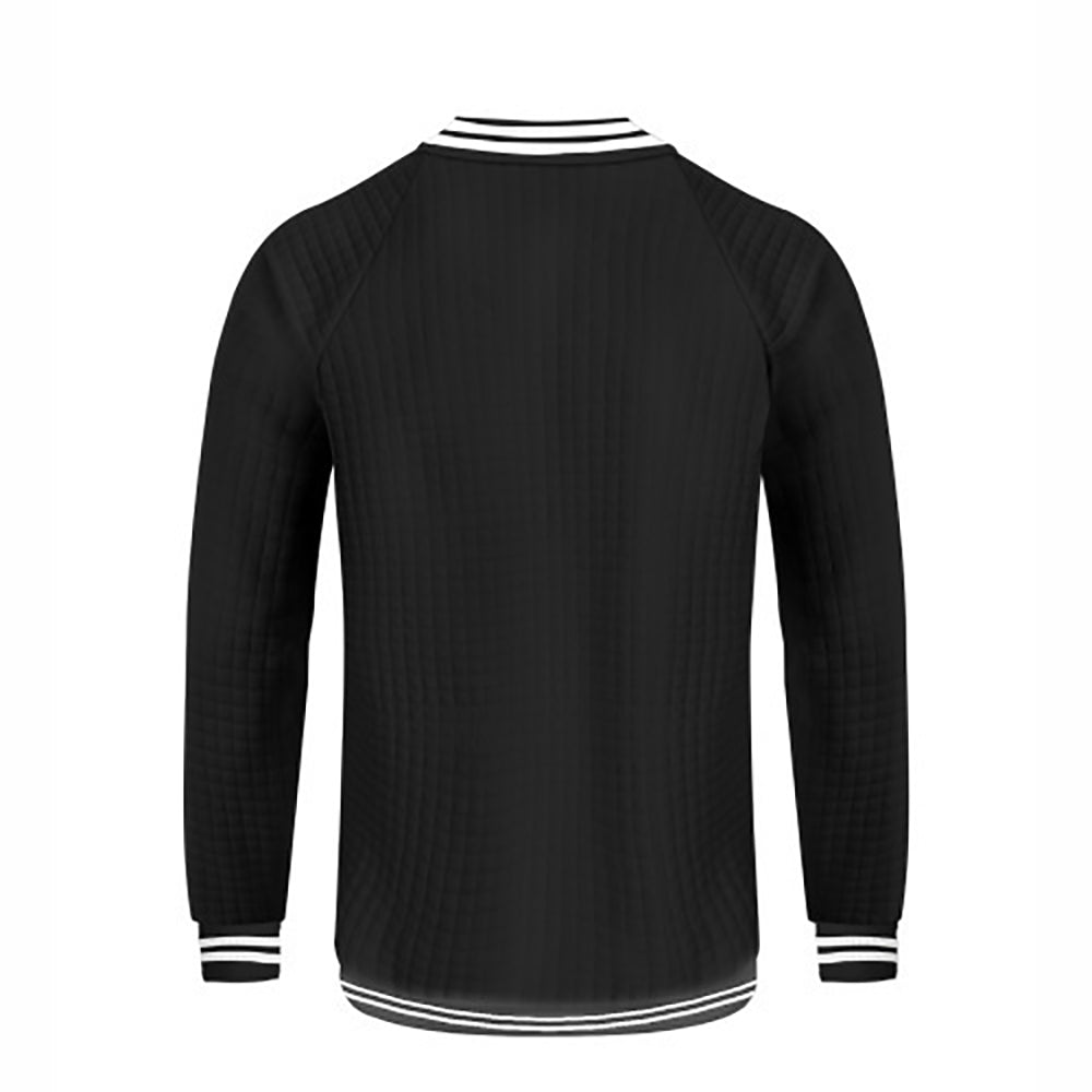 Men Stand Collar Striped Casual Bomber Jacket