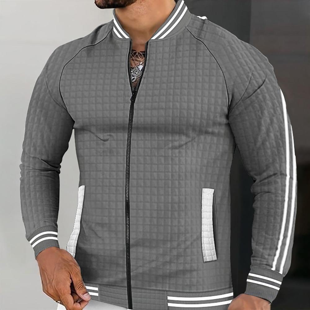 Men Checked Casual Bomber Jacket