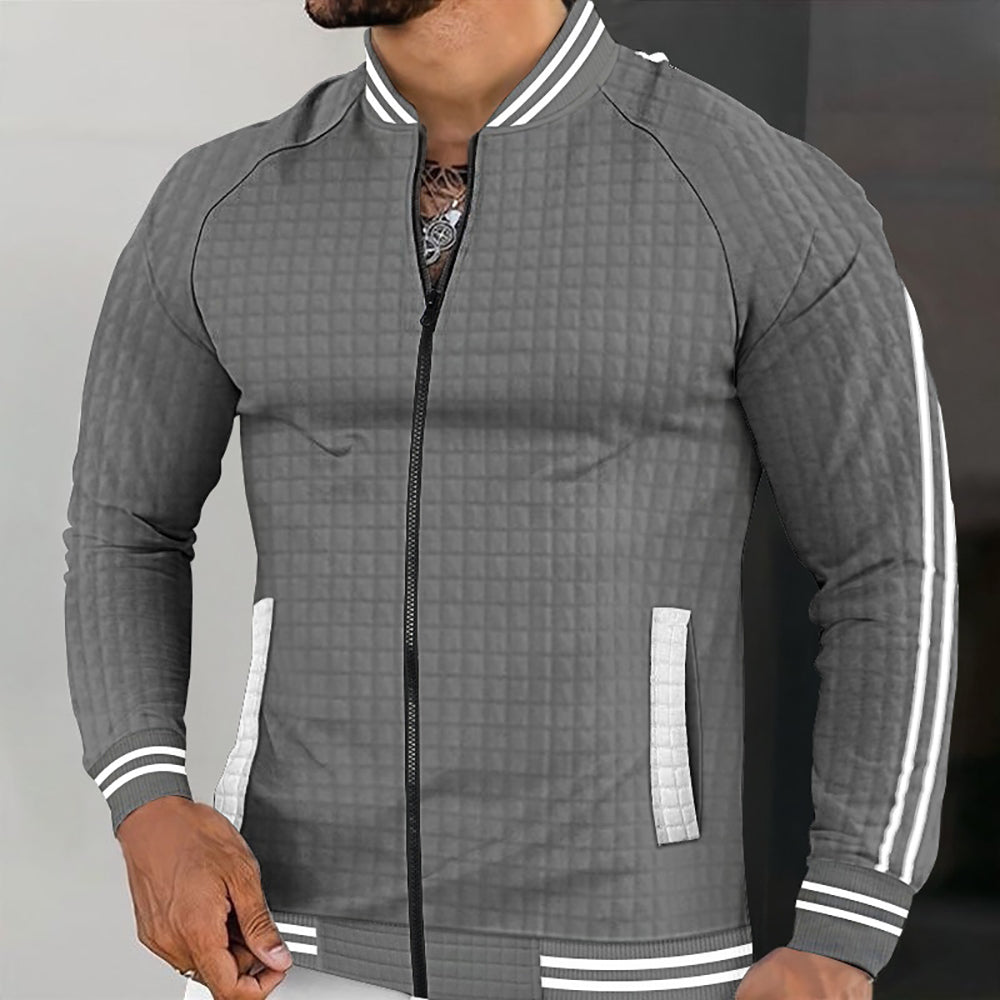 Men Checked Casual Bomber Jacket