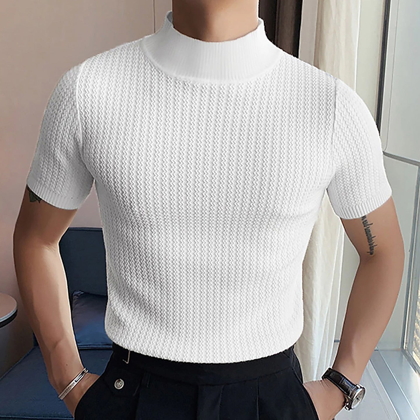 Men Ribbed Pullover