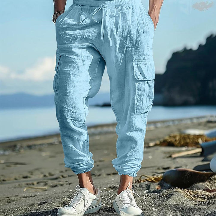 Men Loose Fit Cotton Cargos Trousers