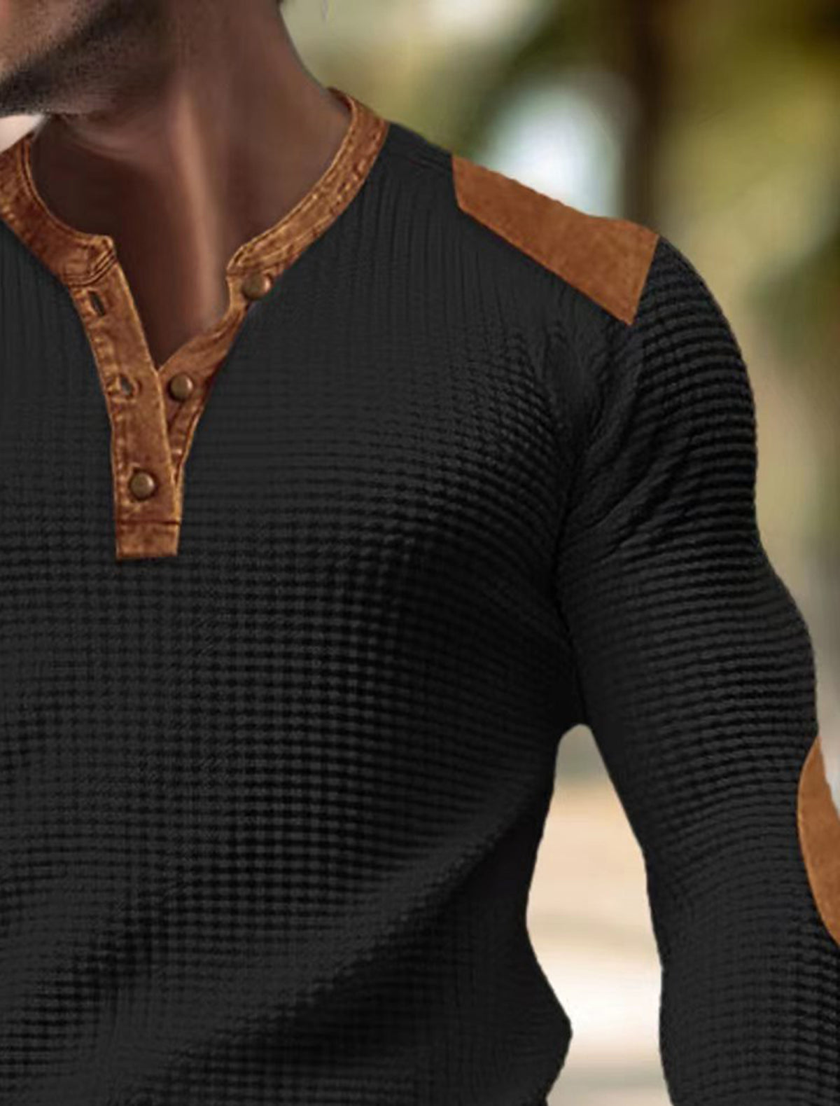 Men Self Design Henley Neck T-shirt