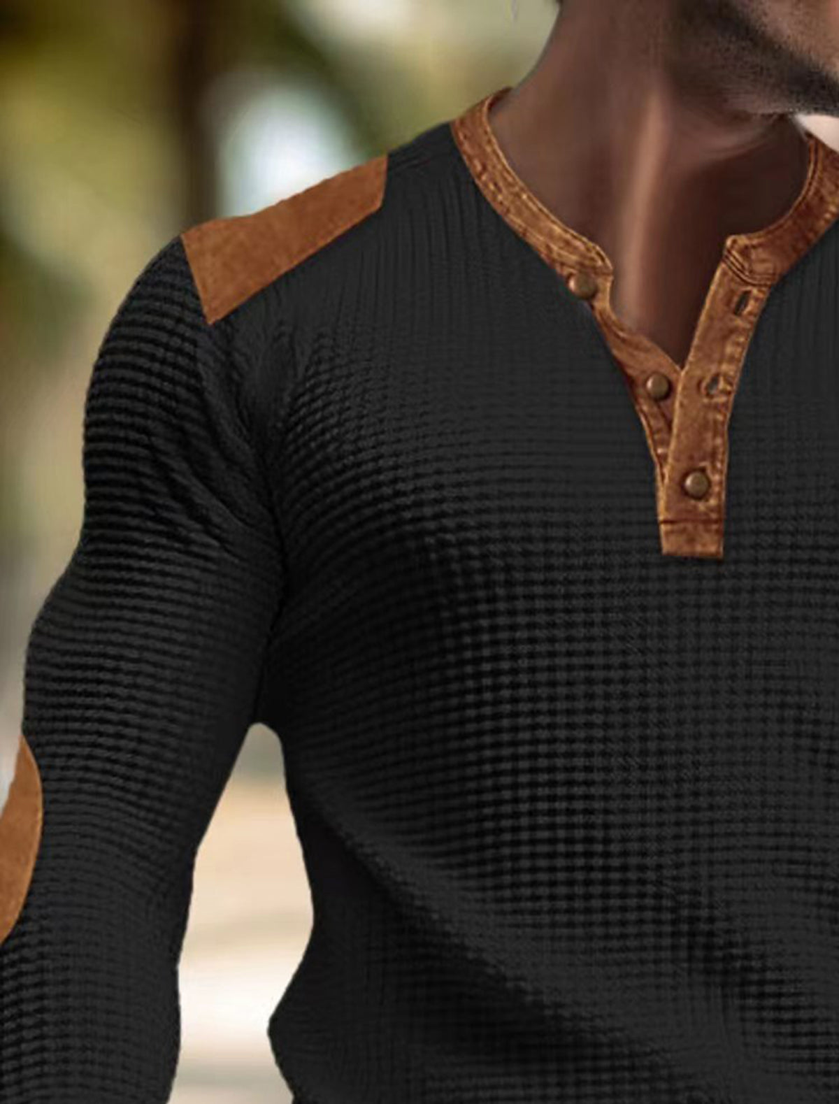 Men Self Design Henley Neck T-shirt