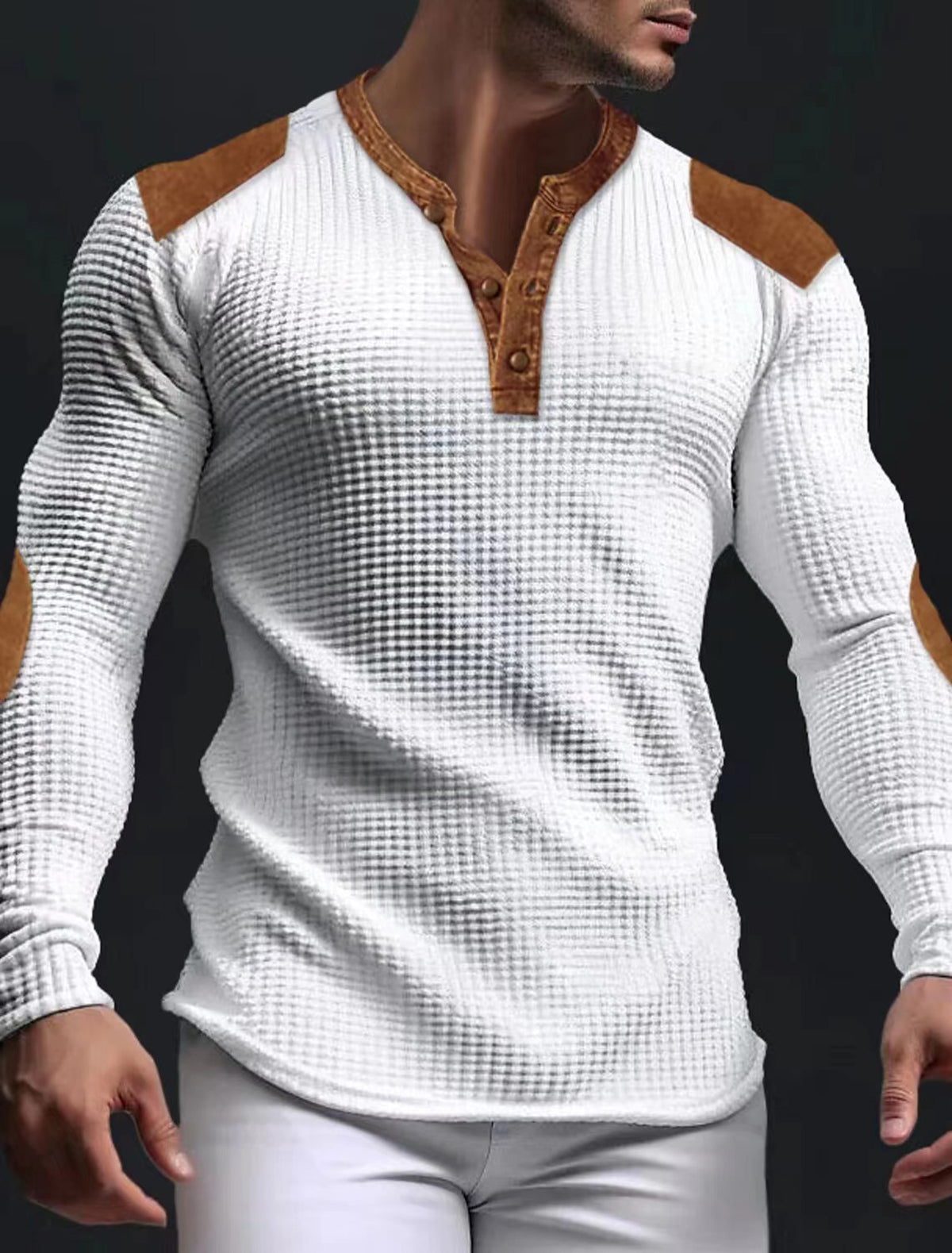 Men Self Design Henley Neck Slim Fit T-shirt