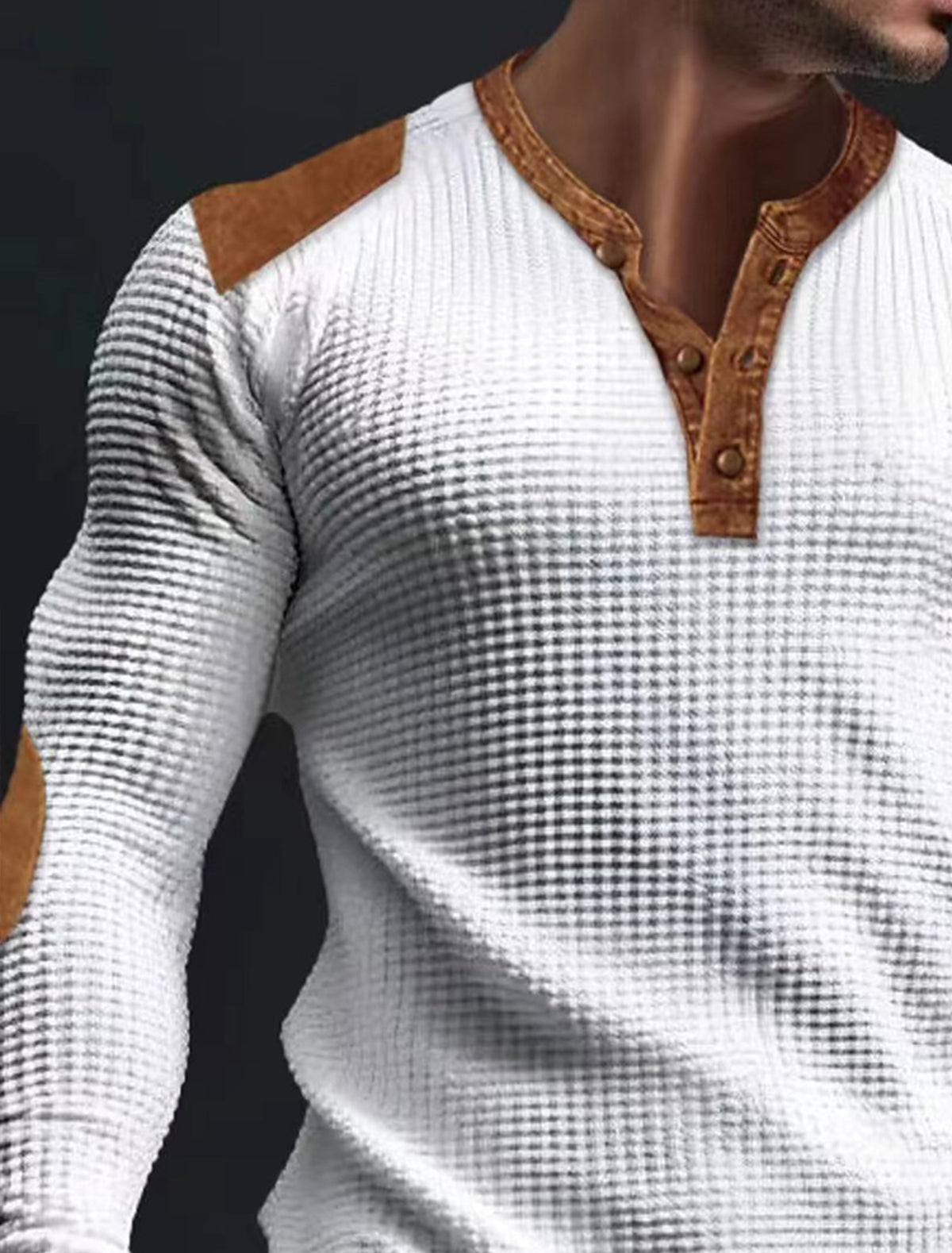 Men Self Design Henley Neck Slim Fit T-shirt