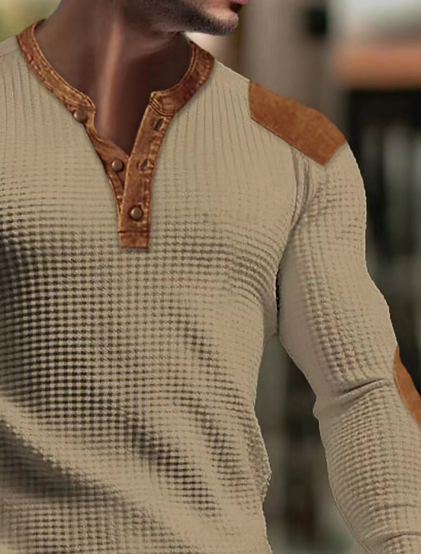 Men Self Design Henley Neck Slim Fit T-shirt