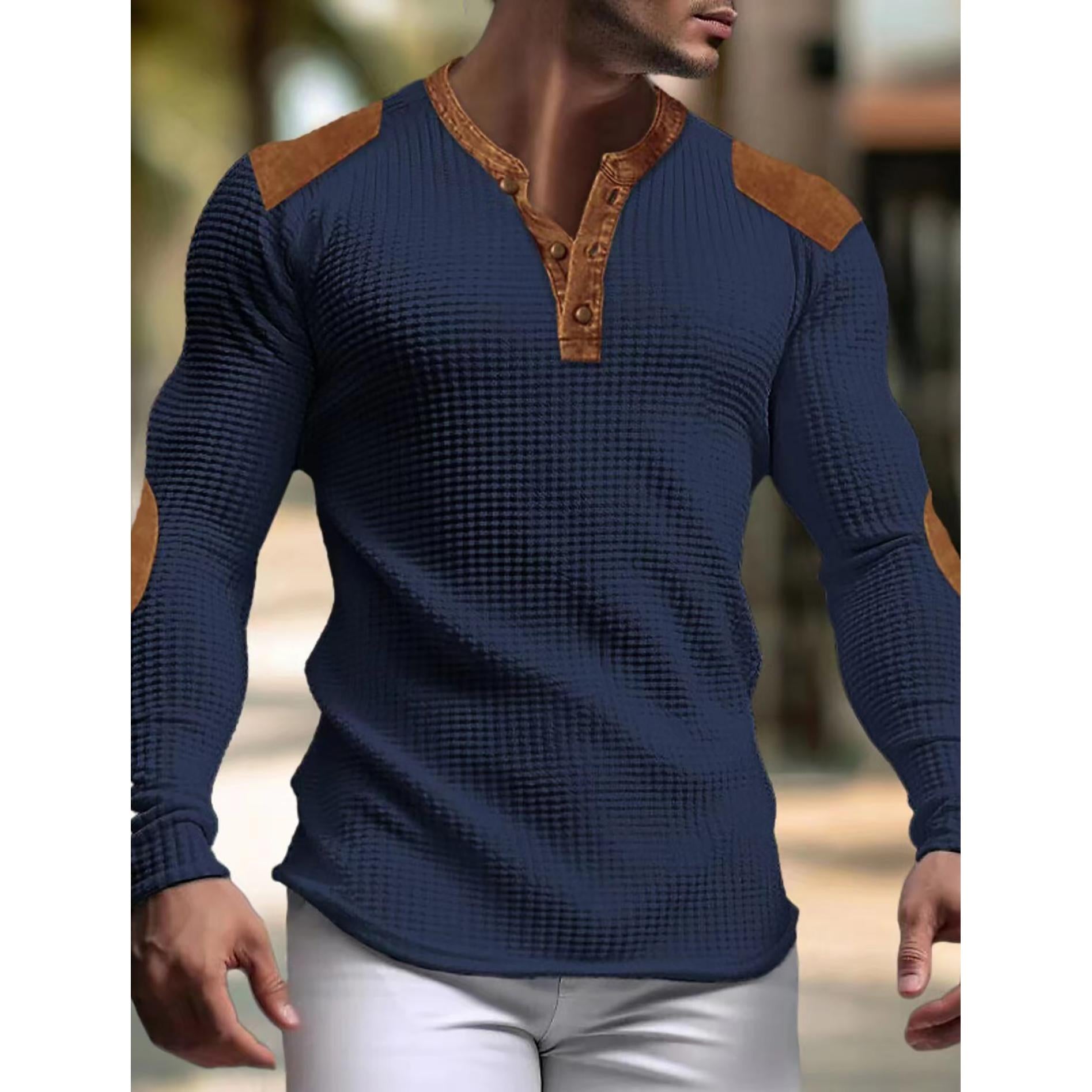 Men Self Design Henley Neck Slim Fit T-shirt