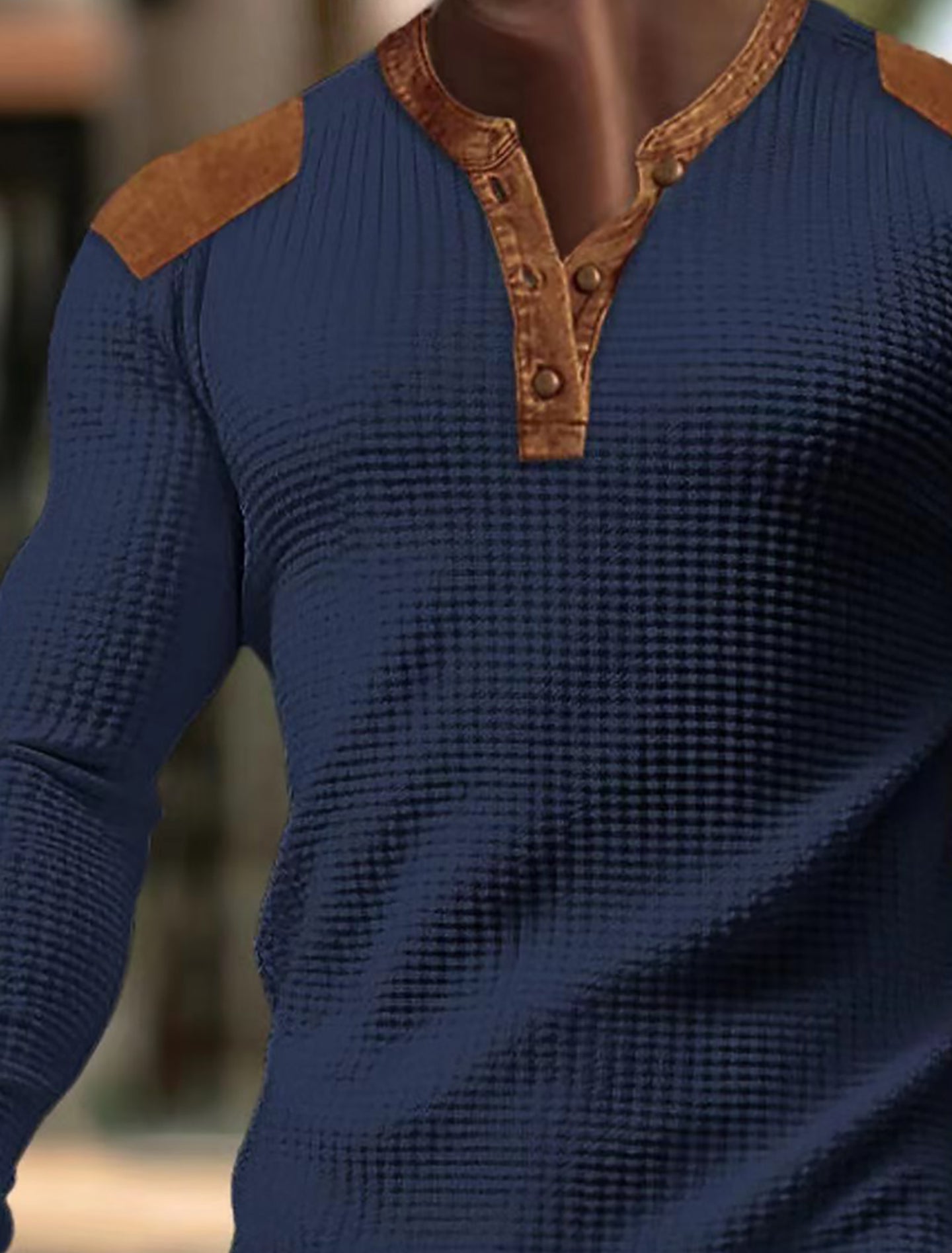 Men Self Design Henley Neck Slim Fit T-shirt