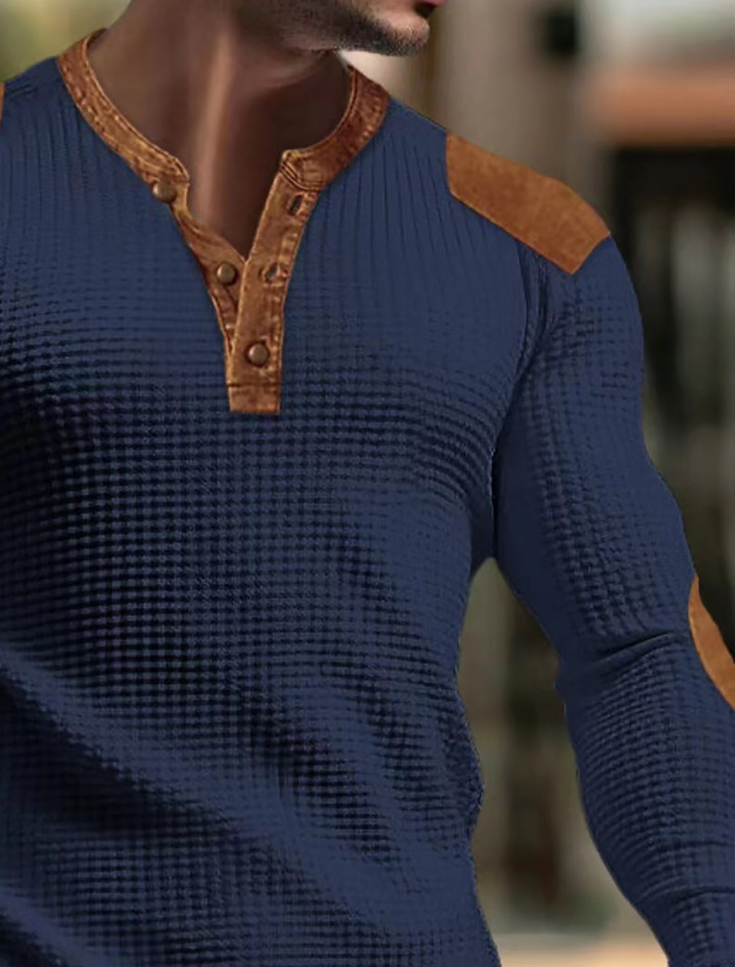 Men Self Design Henley Neck Slim Fit T-shirt