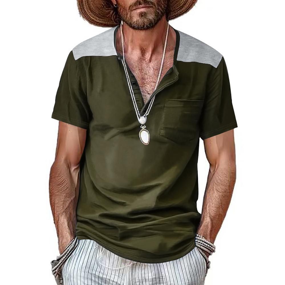 Men Solid Henley Neck T-shirt