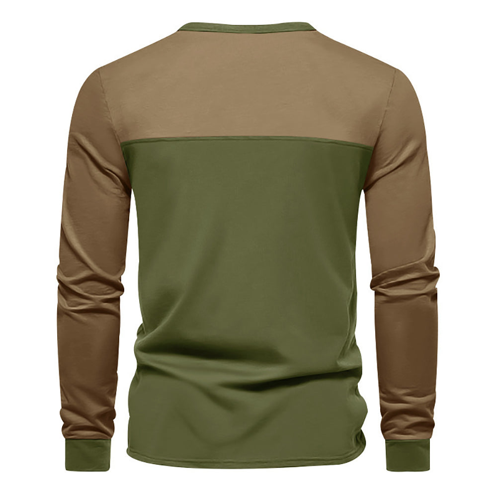 Men Colourblocked Henley Neck T-shirt