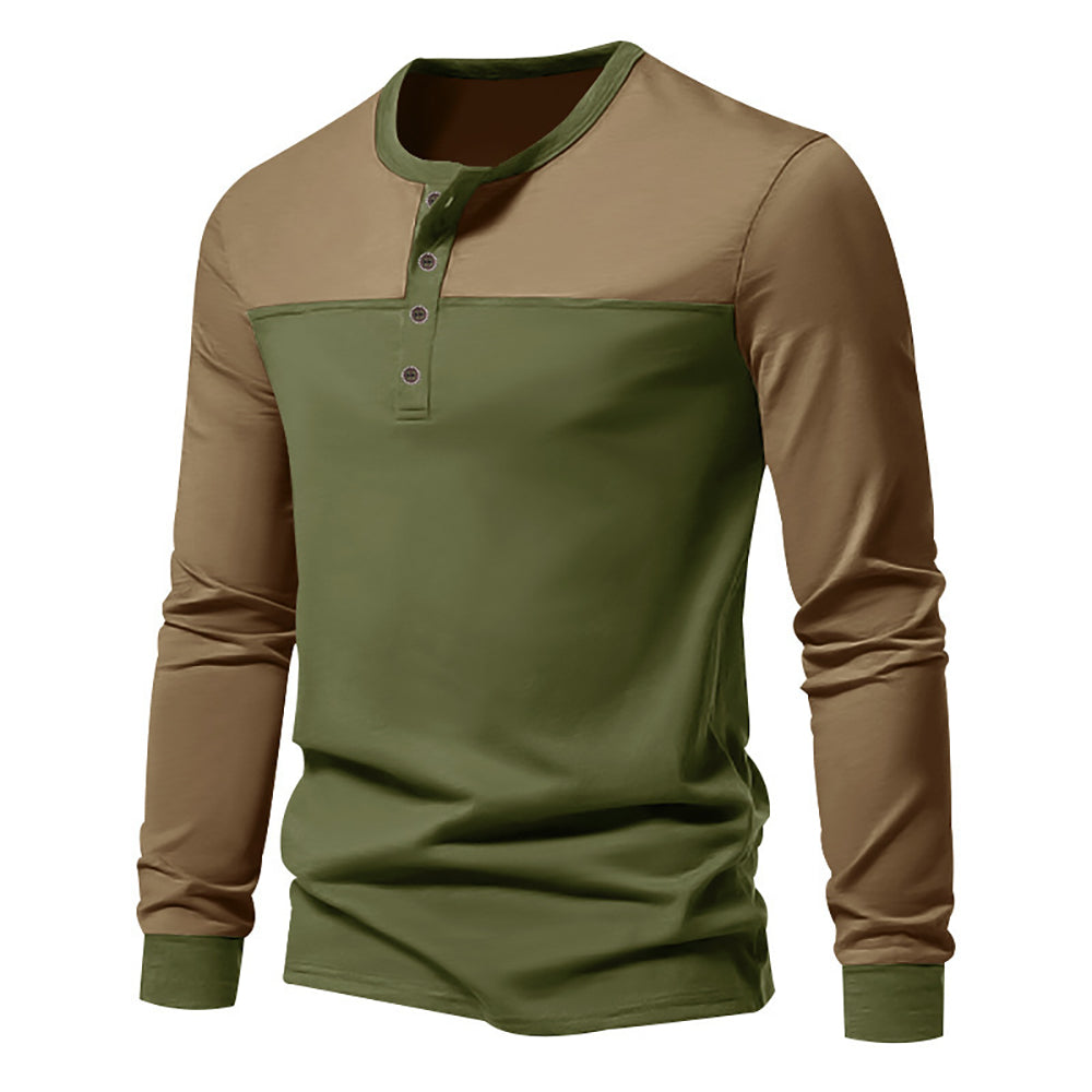 Men Colourblocked Henley Neck T-shirt