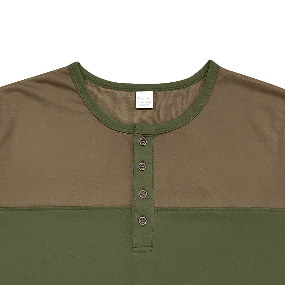 Men Colourblocked Henley Neck T-shirt