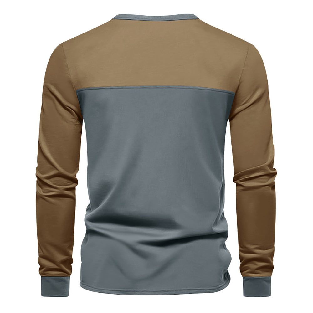 Men Colourblocked Henley Neck T-shirt