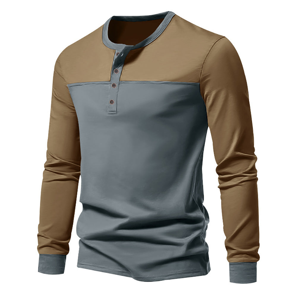 Men Colourblocked Henley Neck T-shirt