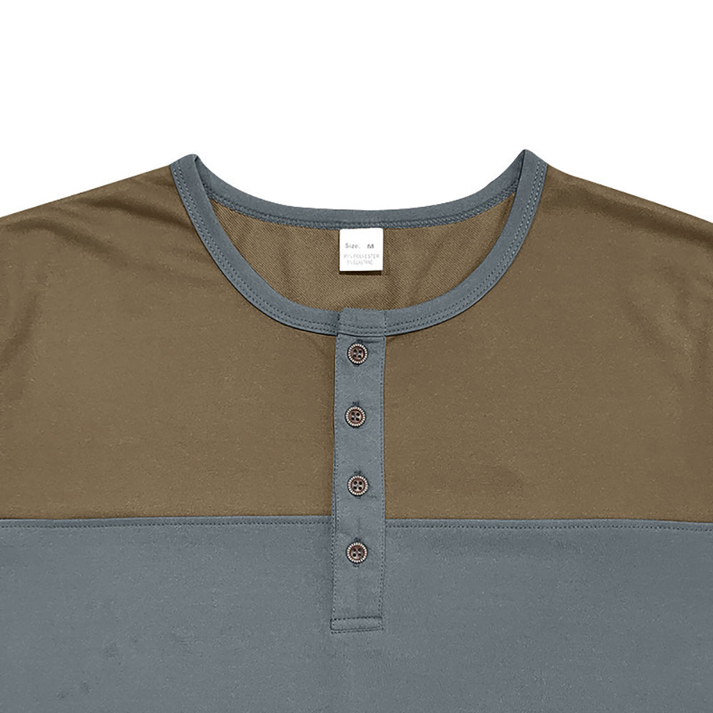 Men Colourblocked Henley Neck T-shirt