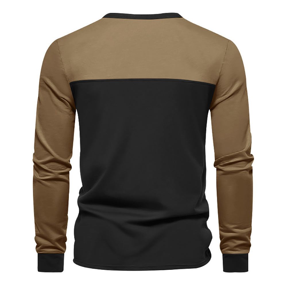 Men Colourblocked Henley Neck T-shirt
