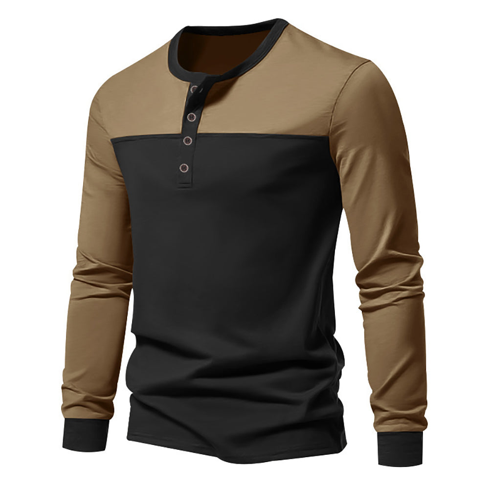 Men Colourblocked Henley Neck T-shirt