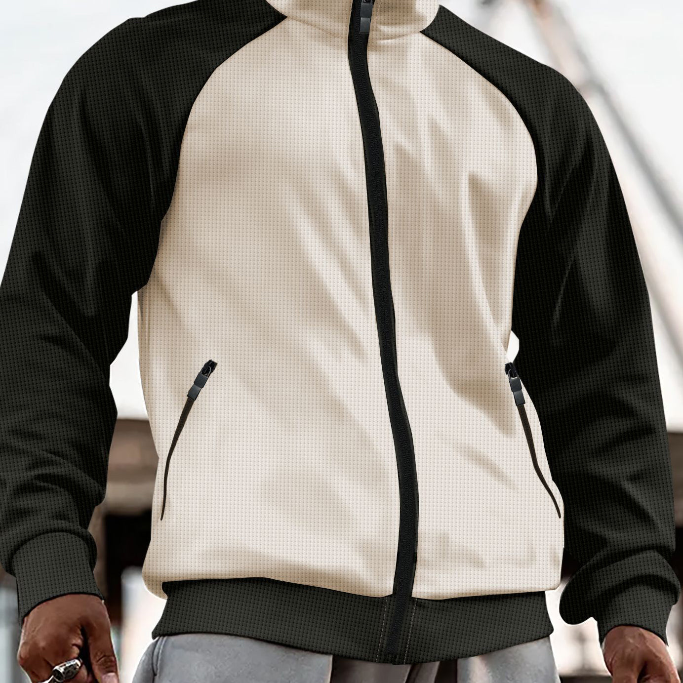 Men Mock Collar Colourblocked Casual Bomber Jacket