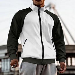 Men Mock Collar Colourblocked Casual Bomber Jacket