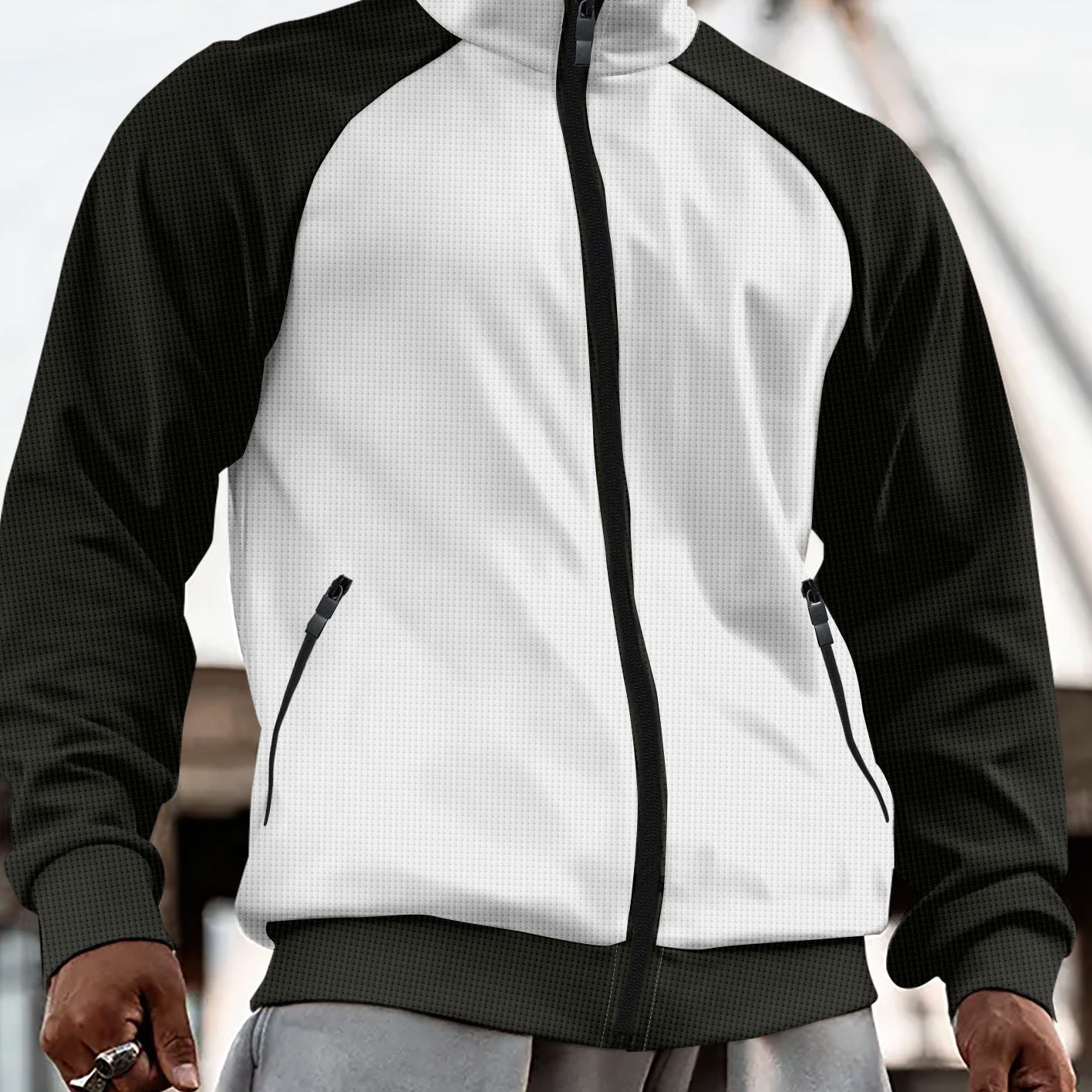 Men Mock Collar Colourblocked Casual Bomber Jacket