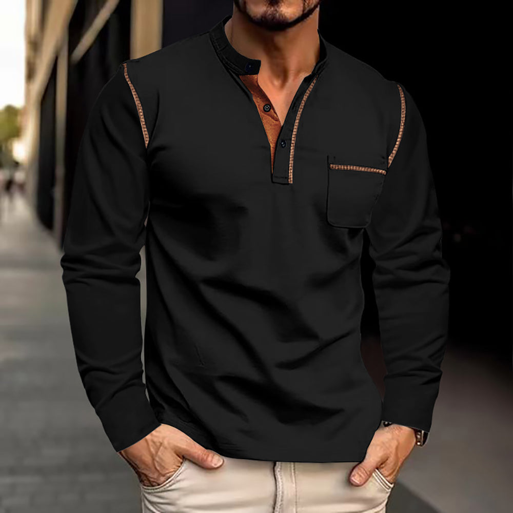 Men Solid Henley Neck T-shirt
