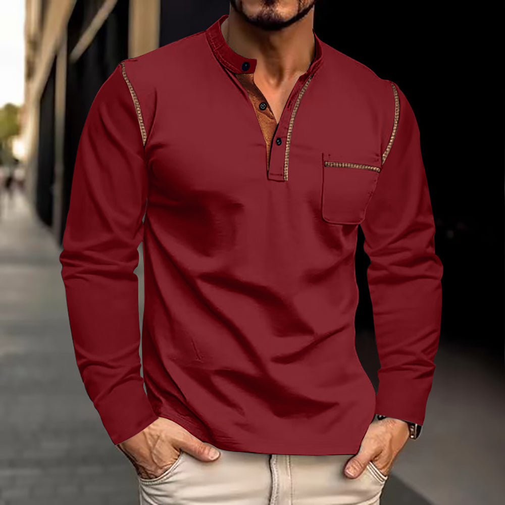 Men Solid Henley Neck T-shirt