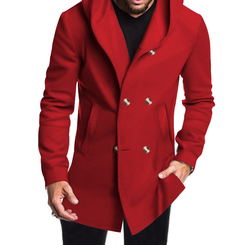 Men Stand Collar Overcoat