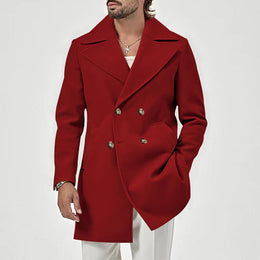 Men Mandarin Collar Long Sleeves Overcoat