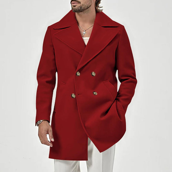 Men Mandarin Collar Long Sleeves Overcoat