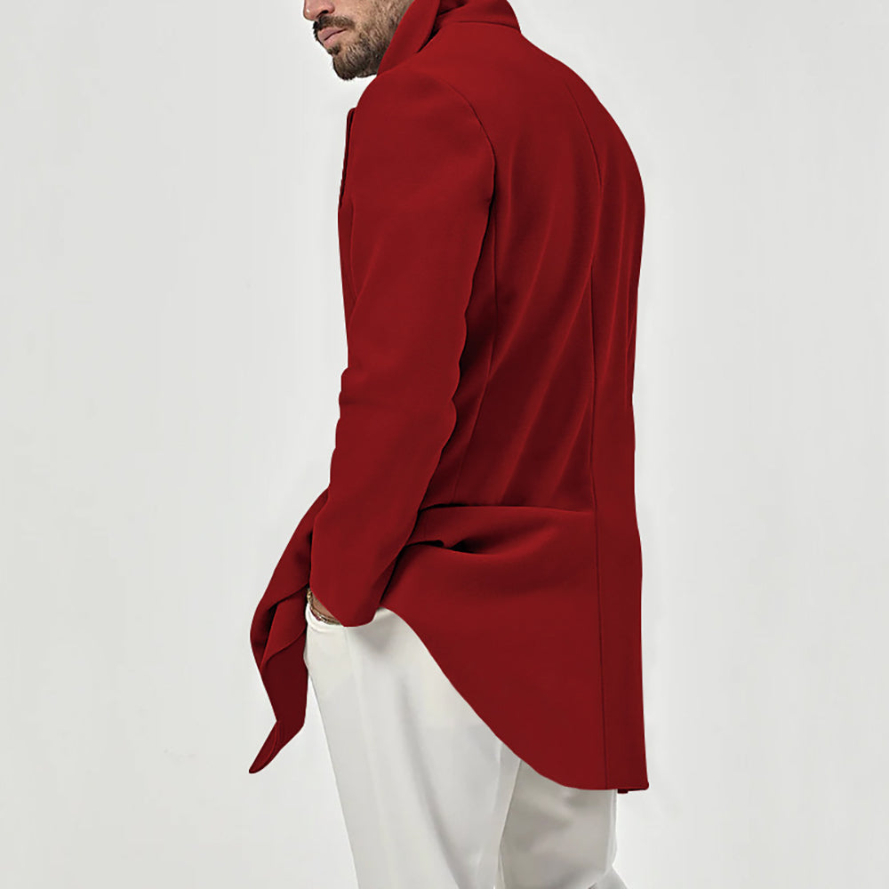Men Mandarin Collar Long Sleeves Overcoat
