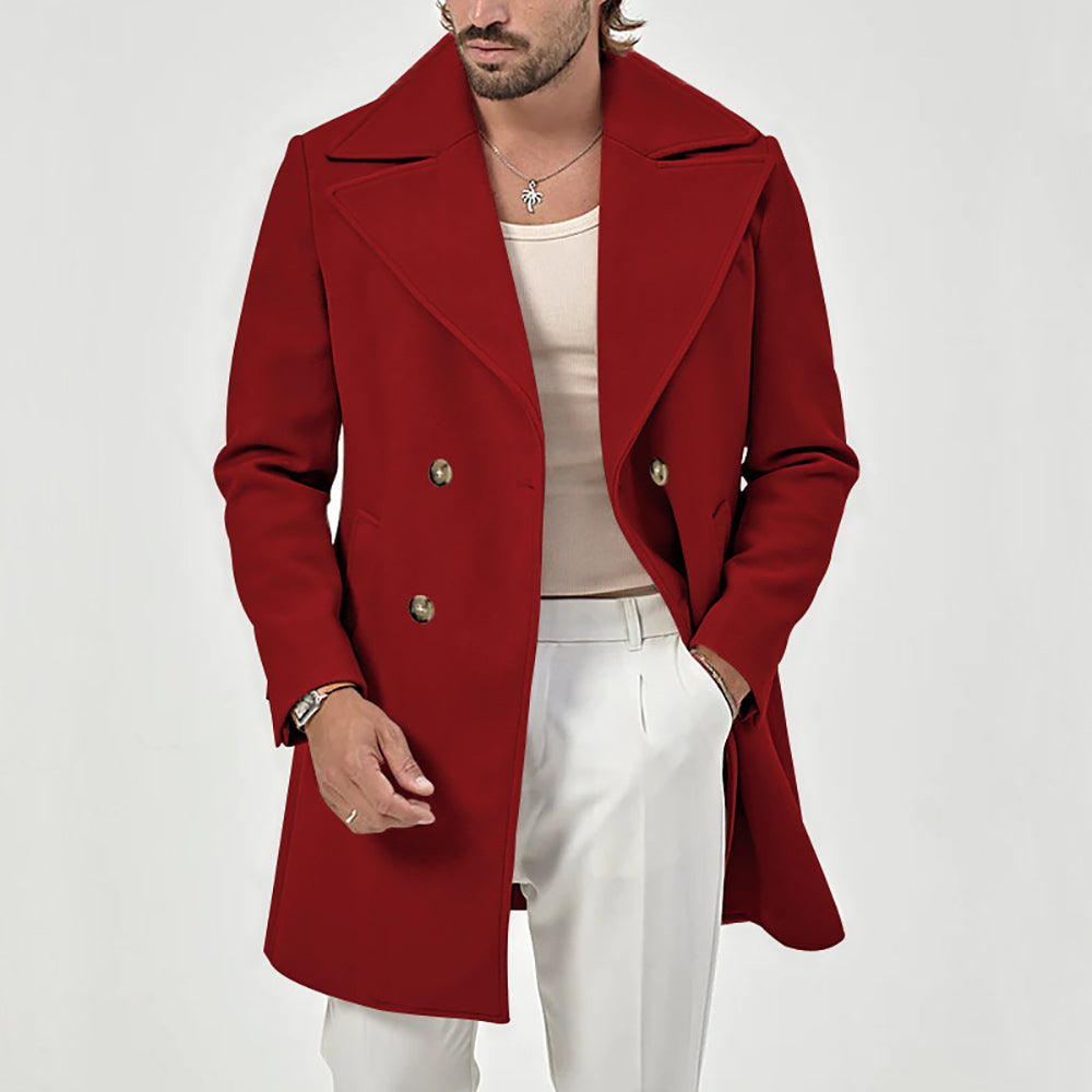 Men Mandarin Collar Long Sleeves Overcoat